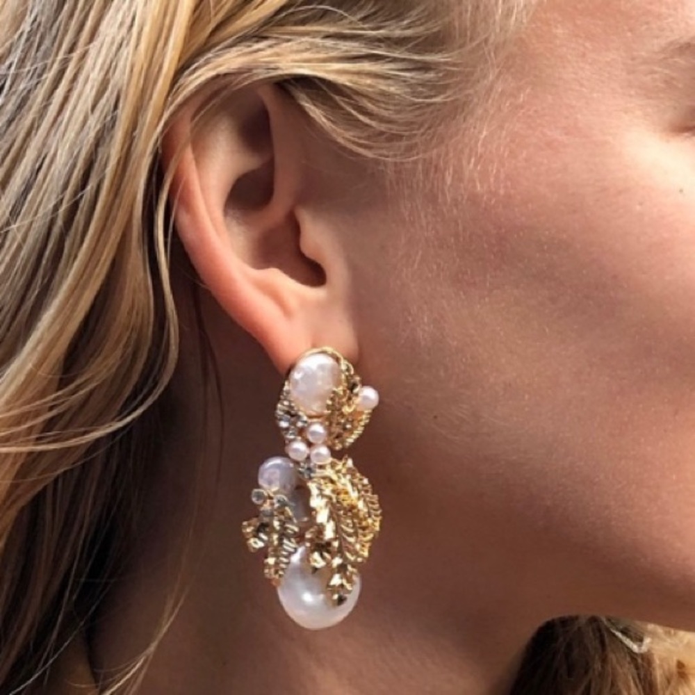 Firm Price - New Zara Pearl Embellished Drop Earrings